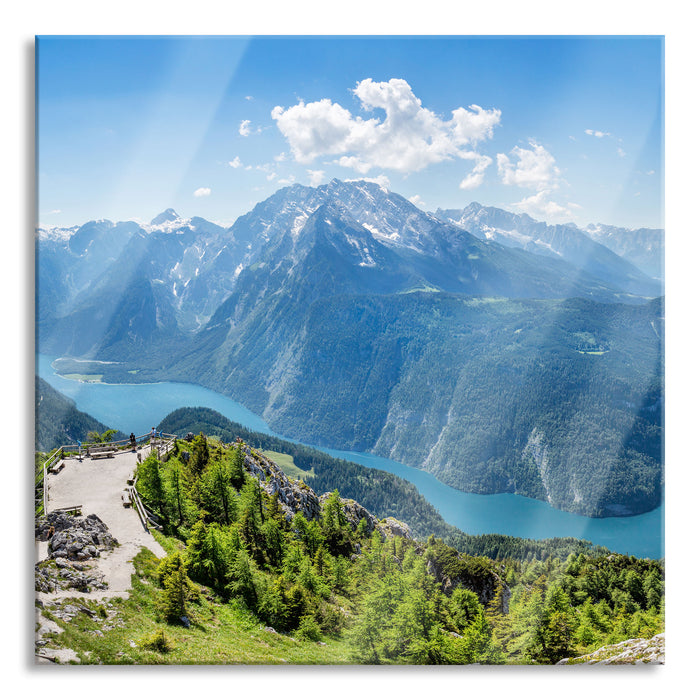 Königssee in Bayern, Glasbild Quadratisch