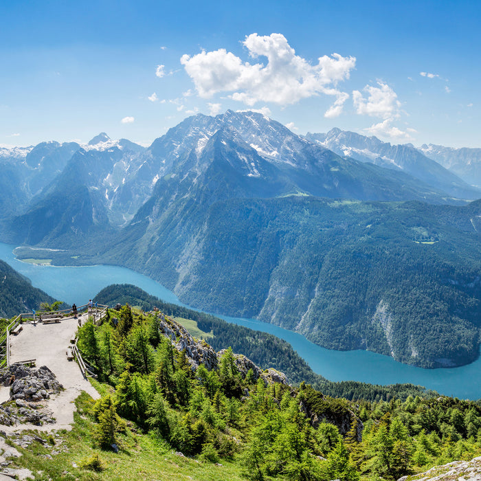 Königssee in Bayern, Glasbild Quadratisch