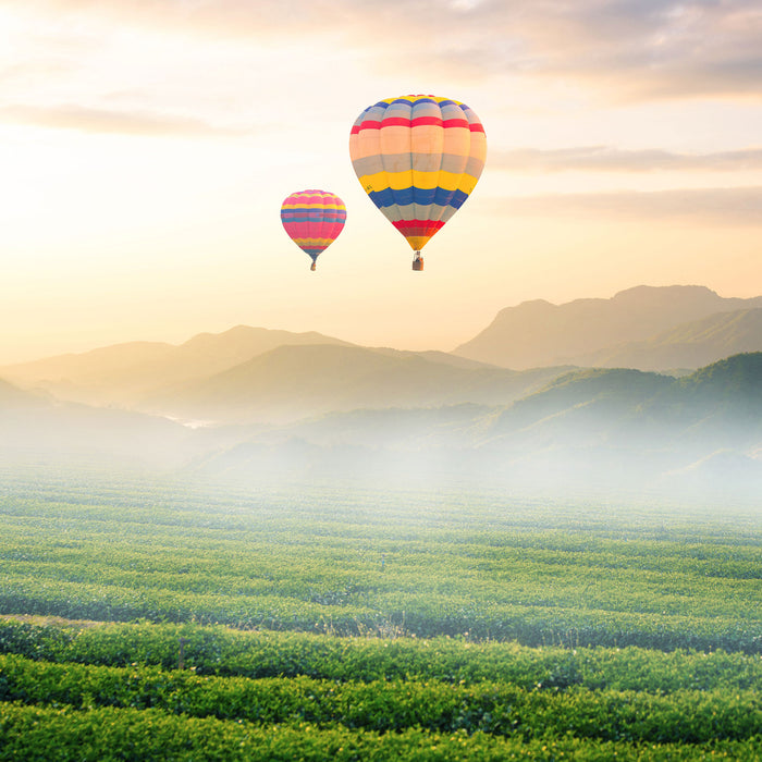 Heißluftballon, Glasbild Quadratisch