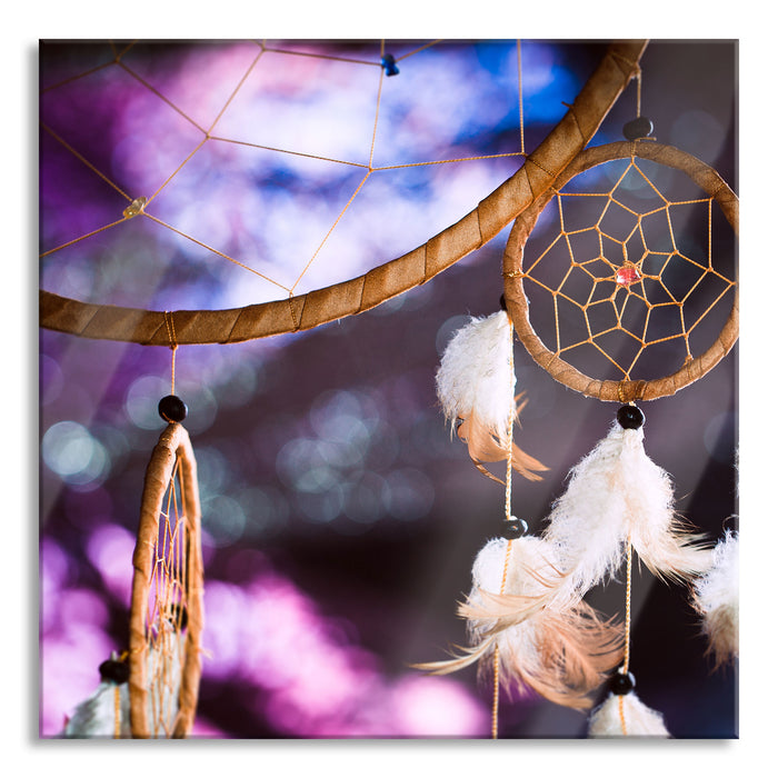 Pixxprint Traumfänger mit Hintergrund, Glasbild Quadratisch