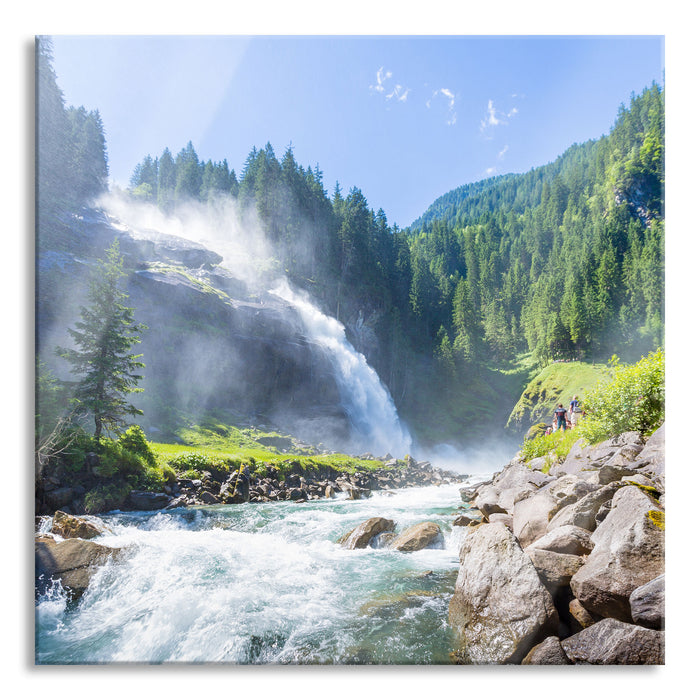 Wasserfälle Nationalpark Salzburg, Glasbild Quadratisch