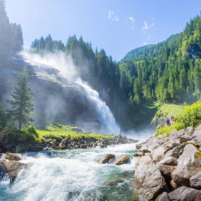 Wasserfälle Nationalpark Salzburg, Glasbild Quadratisch