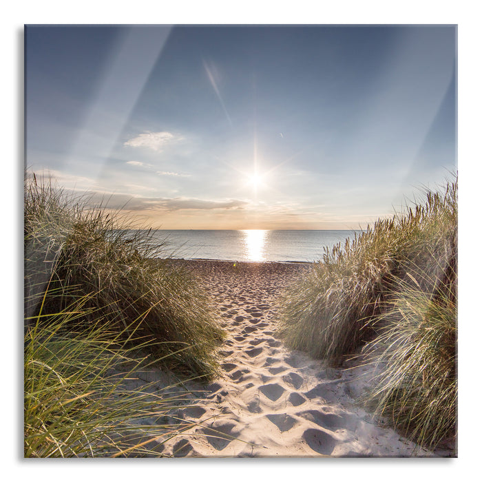 Pixxprint der Weg ins Meer, Glasbild Quadratisch