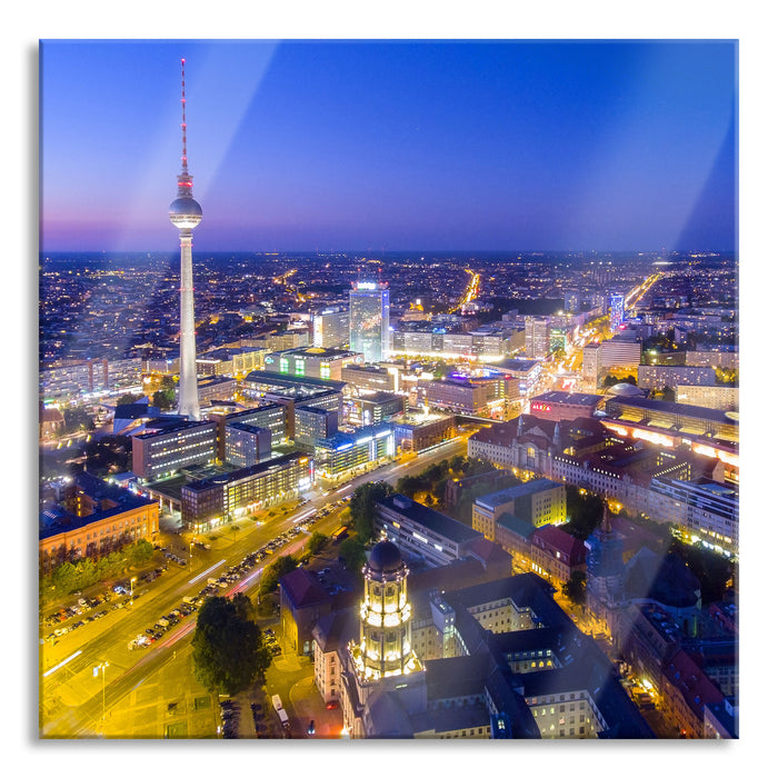 Berlin City Panorama, Glasbild Quadratisch