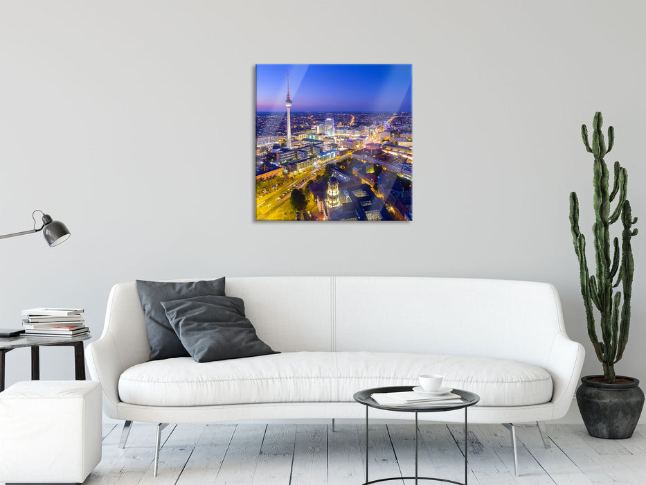 Berlin City Panorama, Glasbild Quadratisch