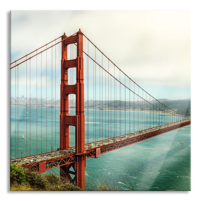 Golden Gate Bridge, Glasbild Quadratisch