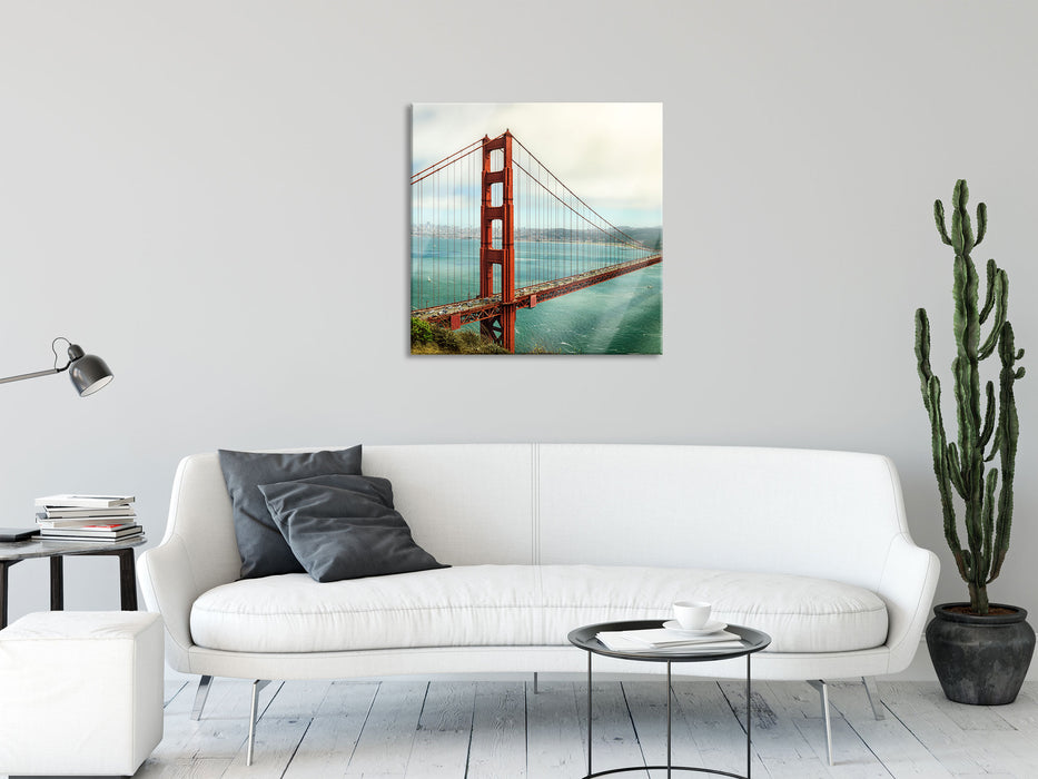 Golden Gate Bridge, Glasbild Quadratisch