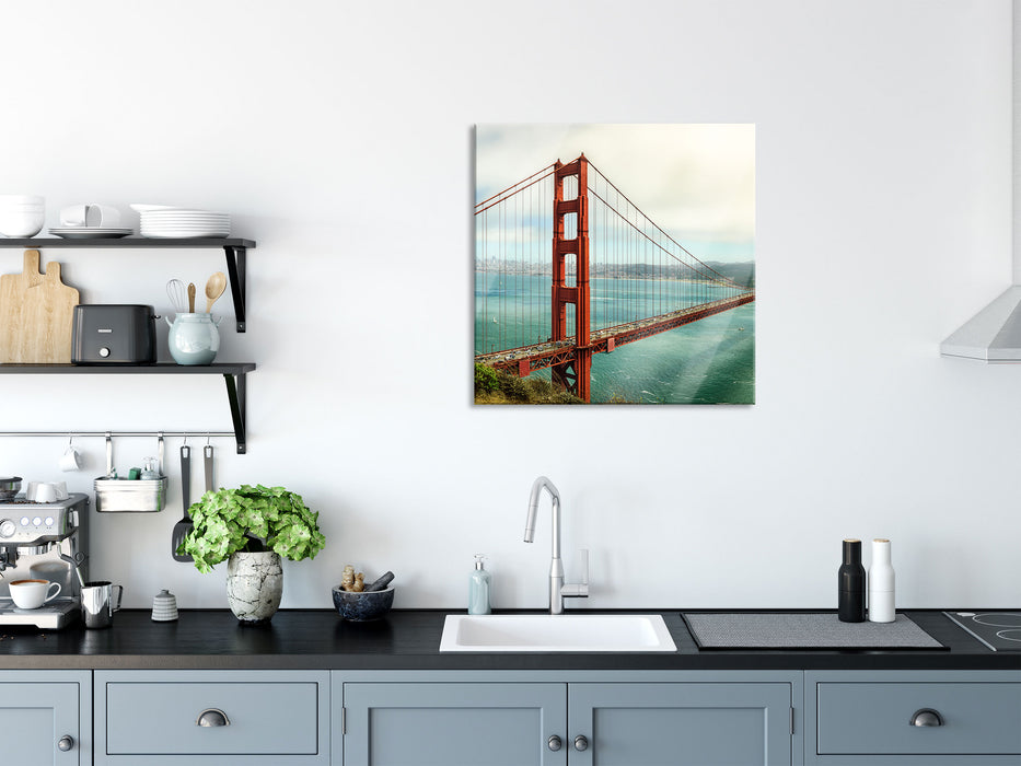 Golden Gate Bridge, Glasbild Quadratisch