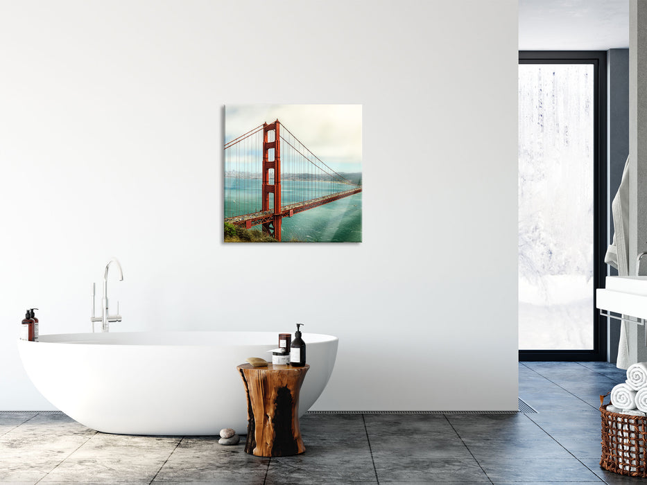 Golden Gate Bridge, Glasbild Quadratisch