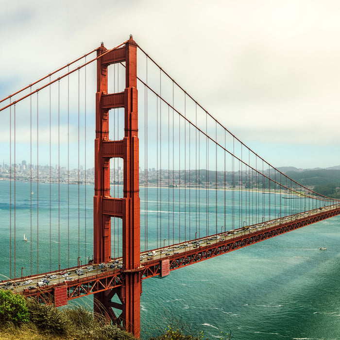 Golden Gate Bridge, Glasbild Quadratisch