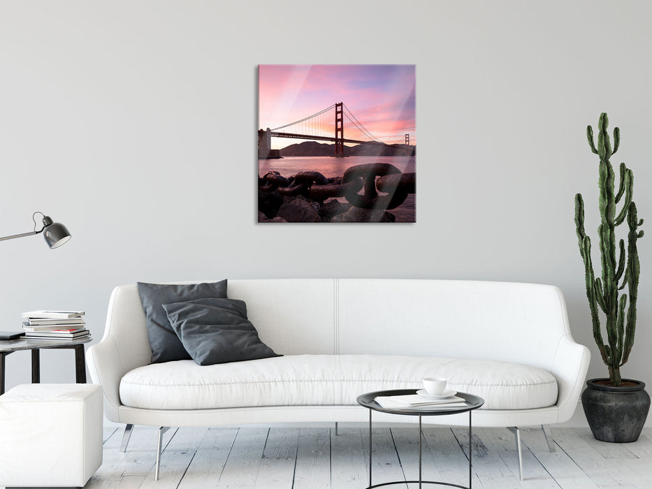 Golden Gate Bridge, Glasbild Quadratisch