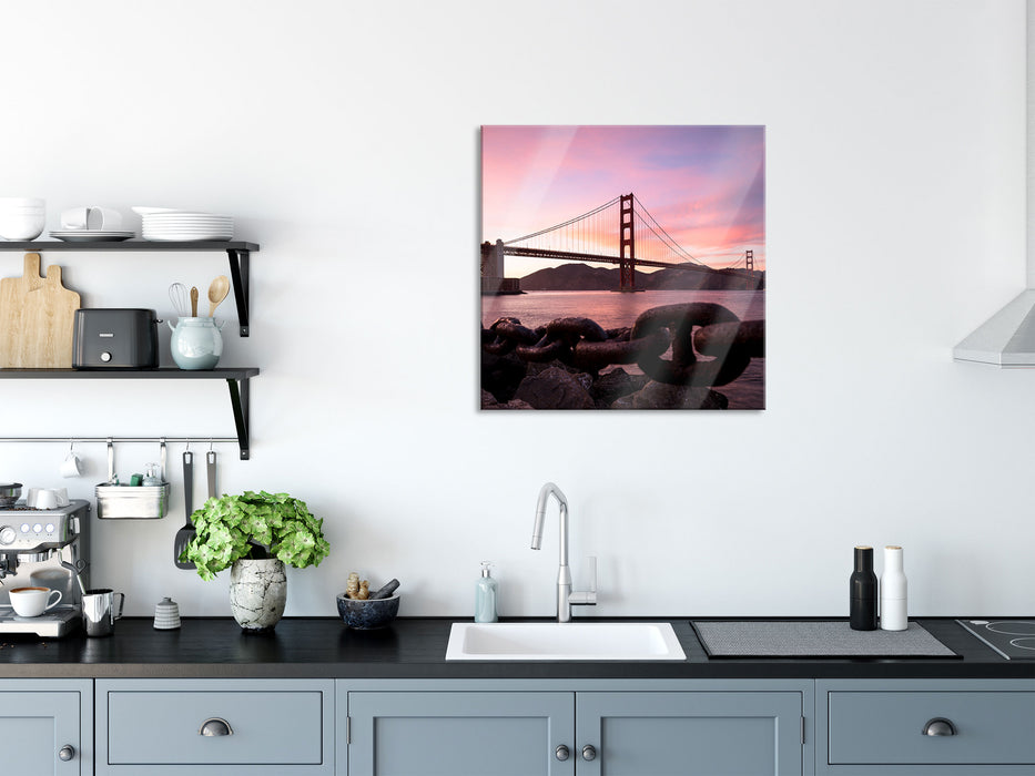 Golden Gate Bridge, Glasbild Quadratisch