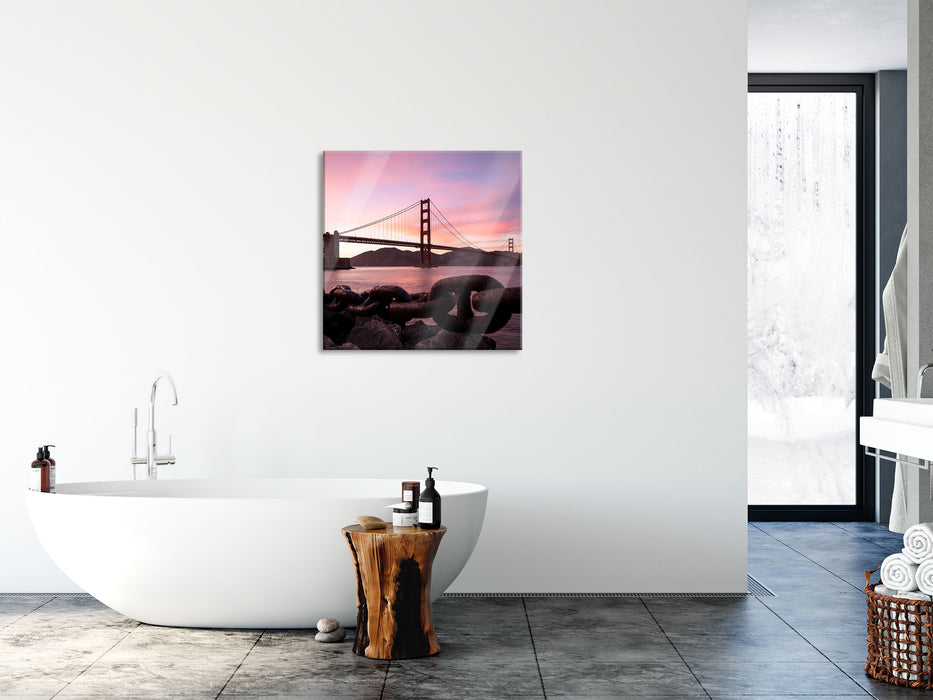 Golden Gate Bridge, Glasbild Quadratisch