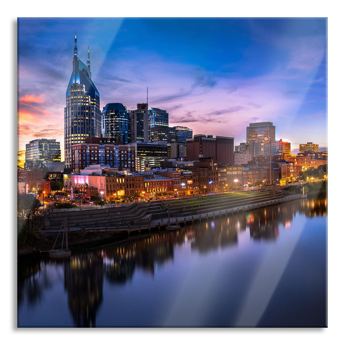 Pixxprint Nashville Skyline Panorama, Glasbild Quadratisch