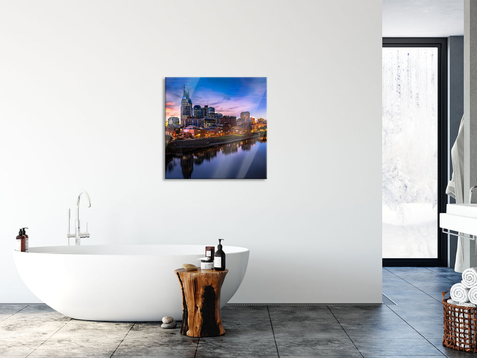 Nashville Skyline Panorama, Glasbild Quadratisch