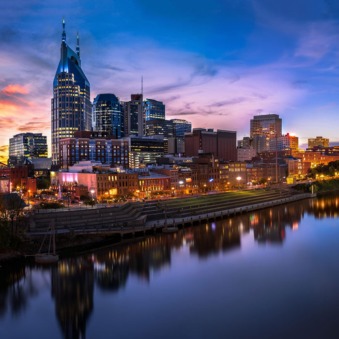 Nashville Skyline Panorama, Glasbild Quadratisch