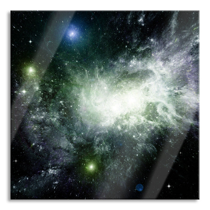 Pixxprint ferne Galaxie im Sternenstaub, Glasbild Quadratisch