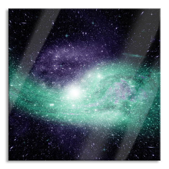 Pixxprint ferne Galaxie im Sternenstaub, Glasbild Quadratisch