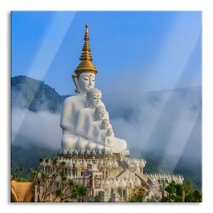 Pixxprint Buddha-Skulptur in Thailand, Glasbild Quadratisch