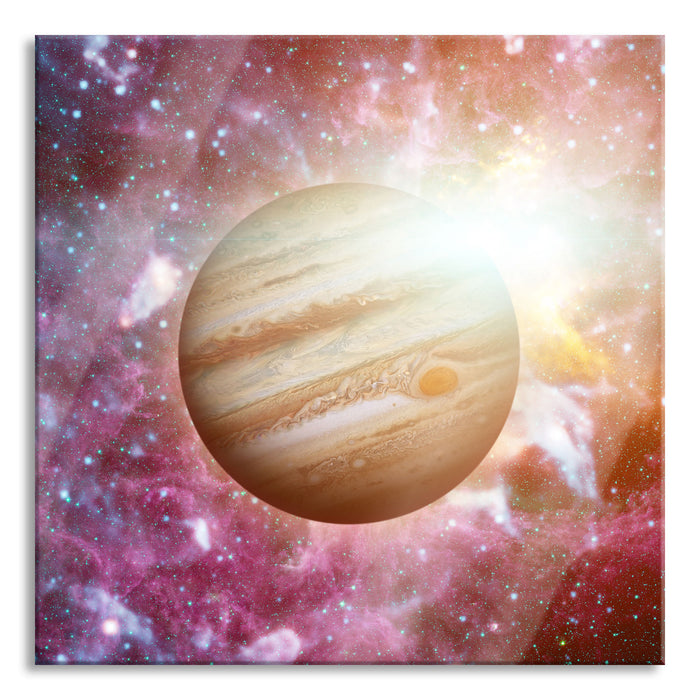 Pixxprint Planet Jupiter im Universum, Glasbild Quadratisch