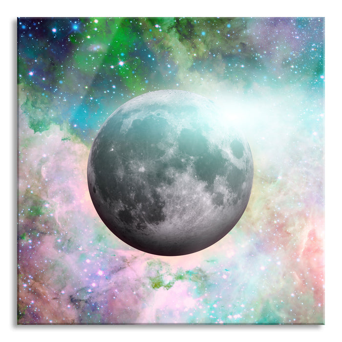 unser Mond im Sternenstaub, Glasbild Quadratisch