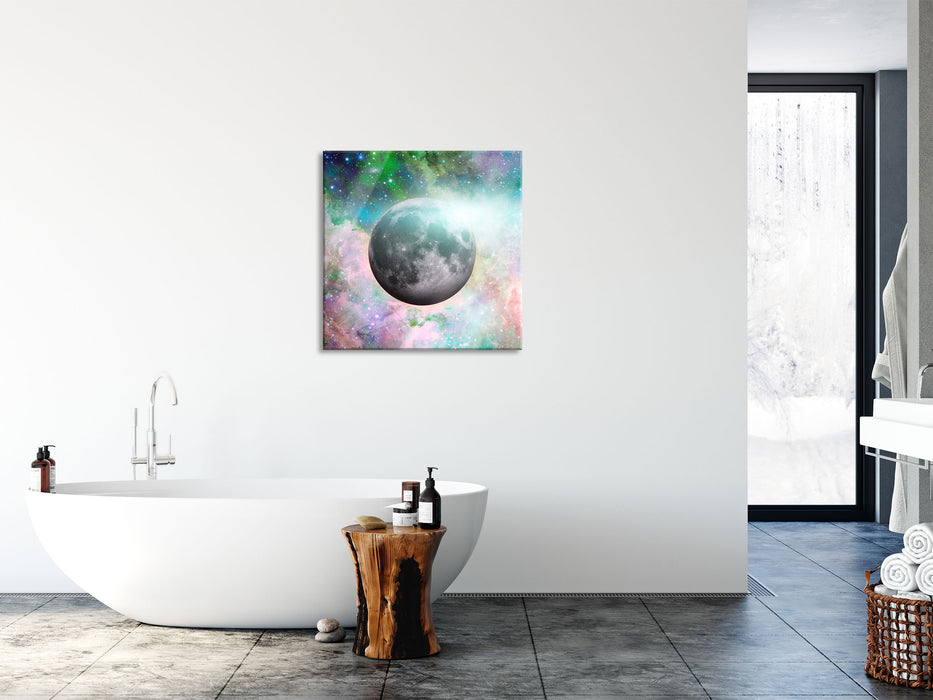 unser Mond im Sternenstaub, Glasbild Quadratisch