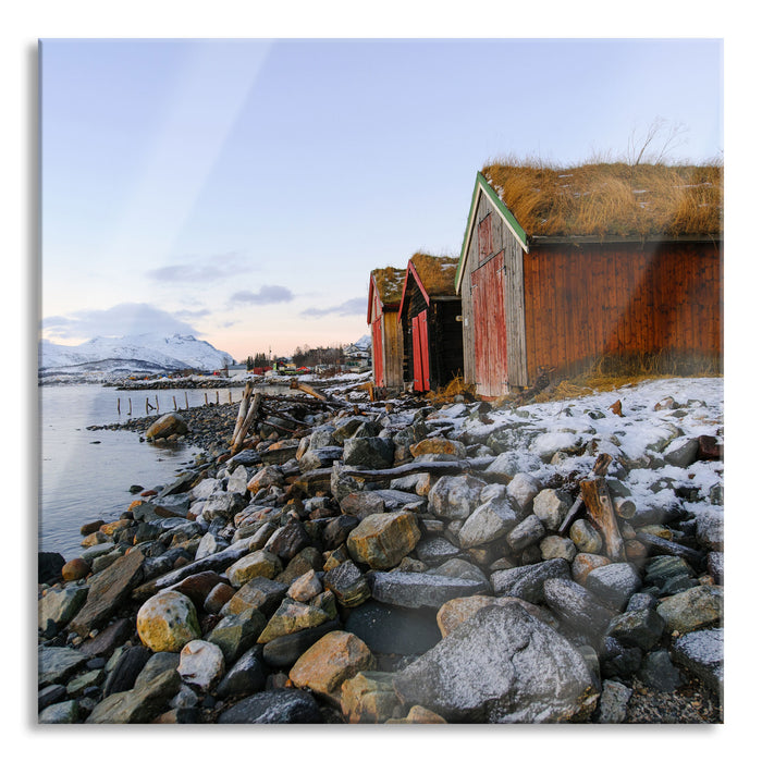 Küste der norwegischen See Tromso, Glasbild Quadratisch