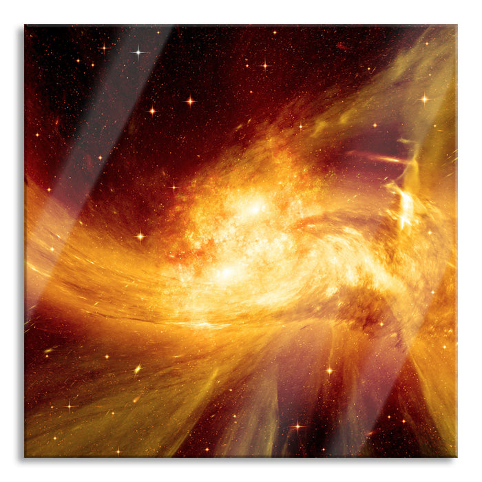 Pixxprint Sternenstaub Gasnebel Galaxie, Glasbild Quadratisch