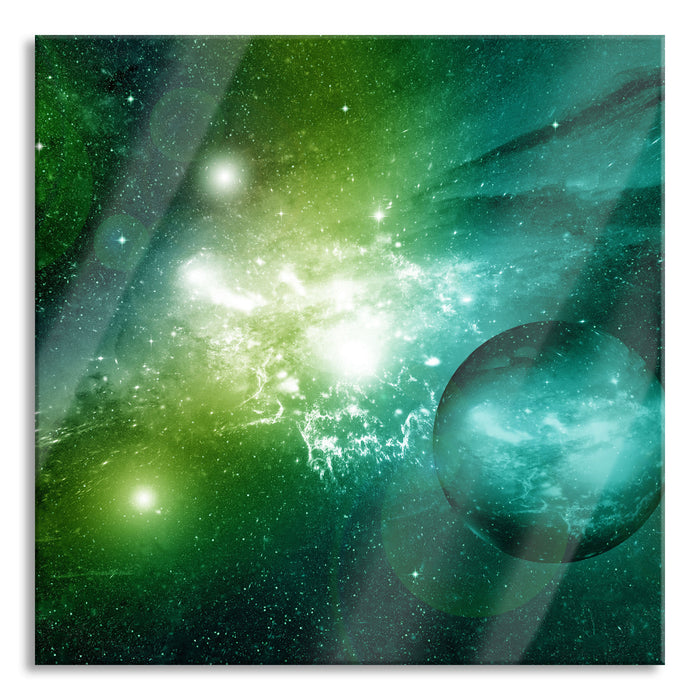 Pixxprint Sternenstaub Gasnebel Galaxie, Glasbild Quadratisch