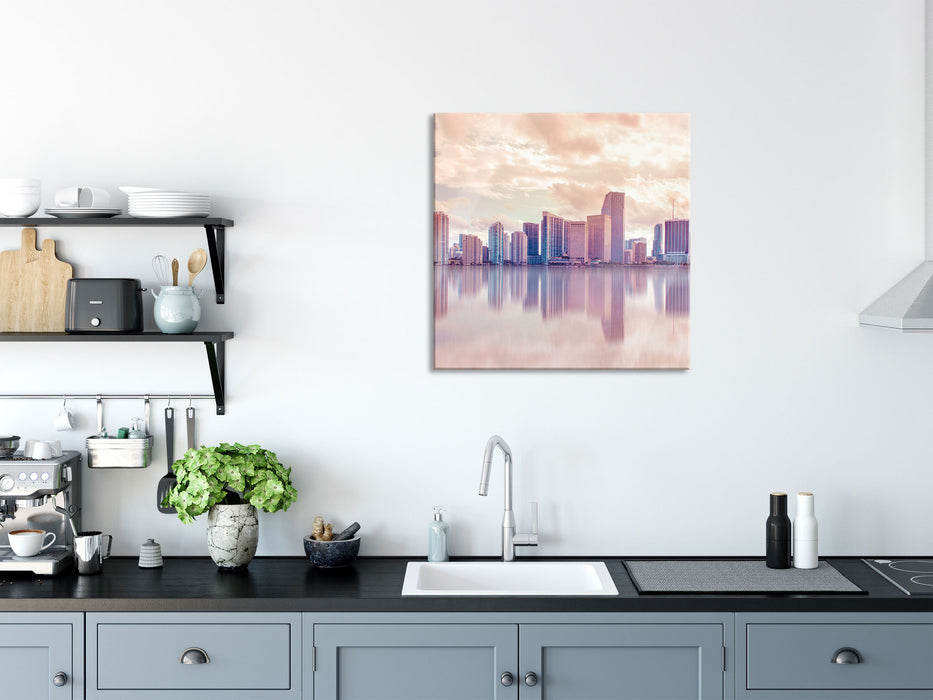 Miami Florida Skyline, Glasbild Quadratisch