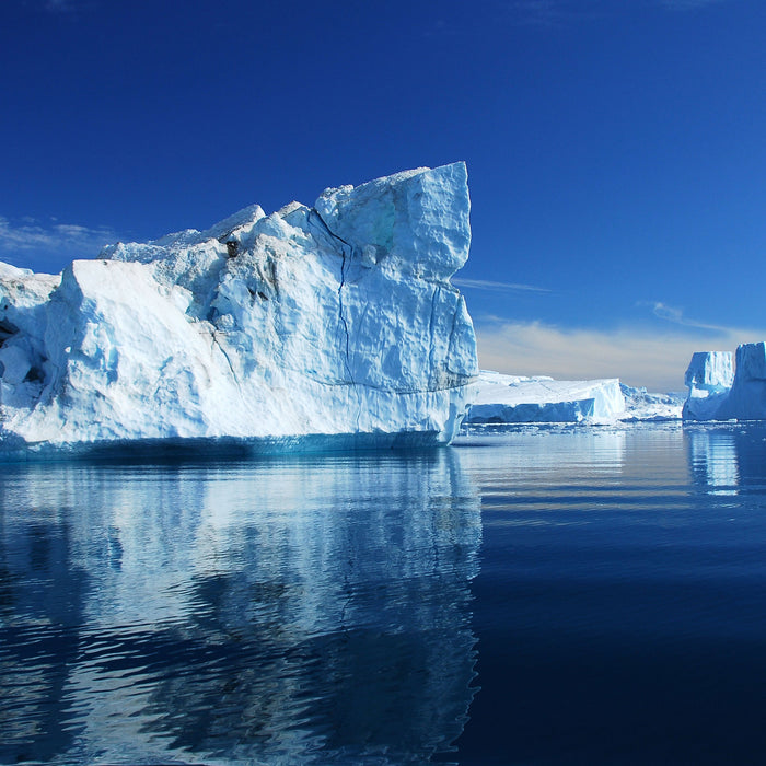 Eisberge Diskobucht Grönland, Glasbild Quadratisch