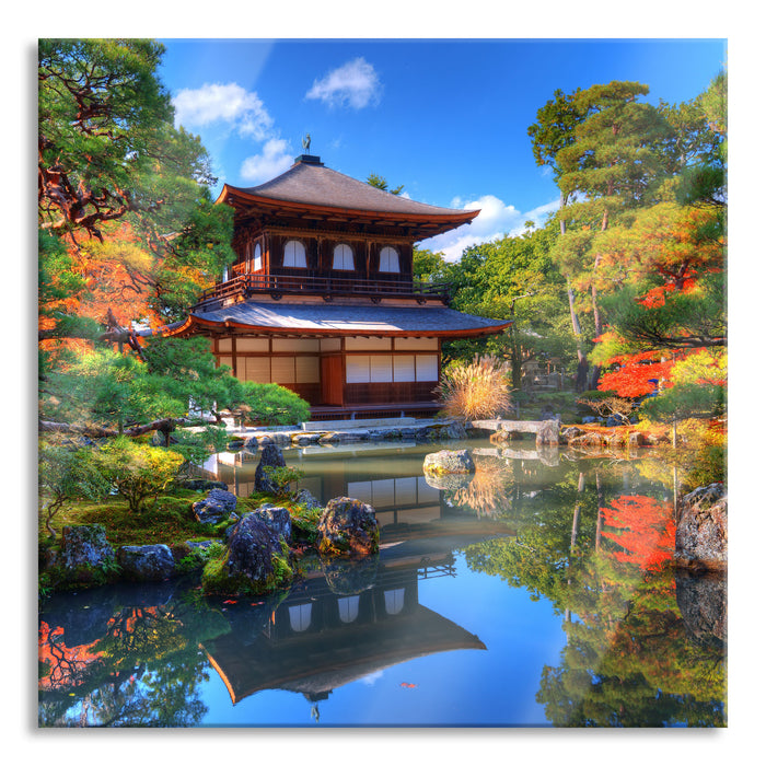 Pixxprint Ginkaku-ji-Tempel in Kyoto, Glasbild Quadratisch