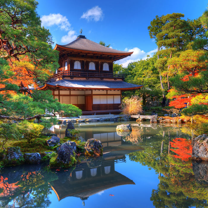 Ginkaku-ji-Tempel in Kyoto, Glasbild Quadratisch