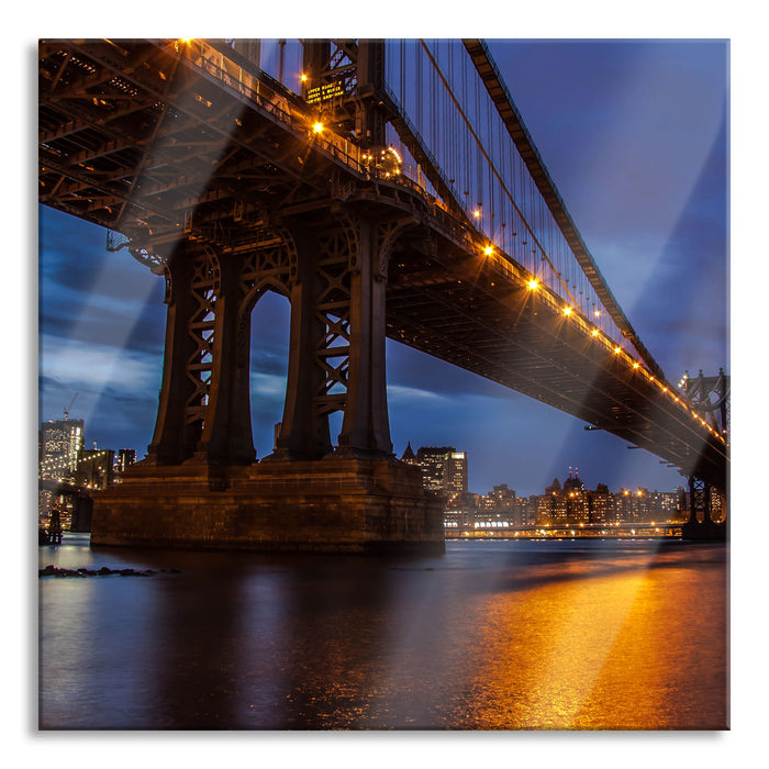 Pixxprint Manhatten Brücke New York, Glasbild Quadratisch