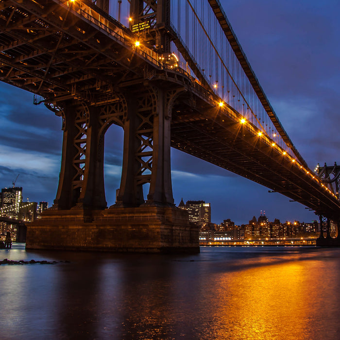 Manhatten Brücke New York, Glasbild Quadratisch