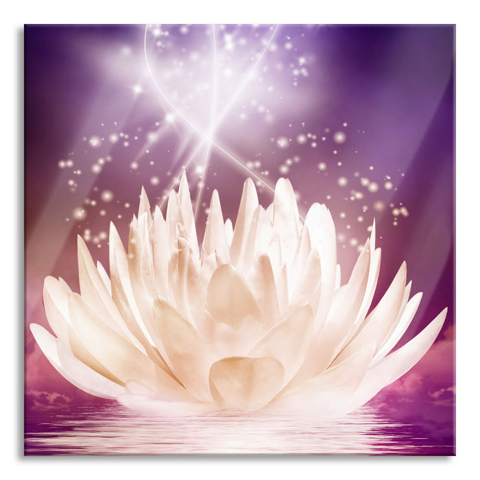 Pixxprint abstrakte Seerose, Glasbild Quadratisch