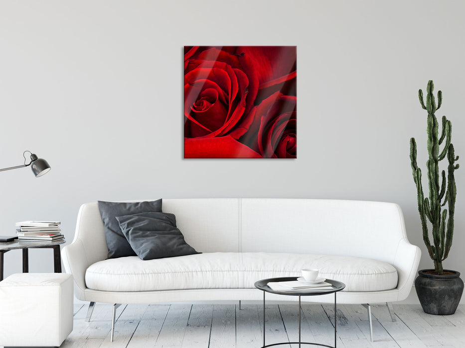 rote Rosen, Glasbild Quadratisch