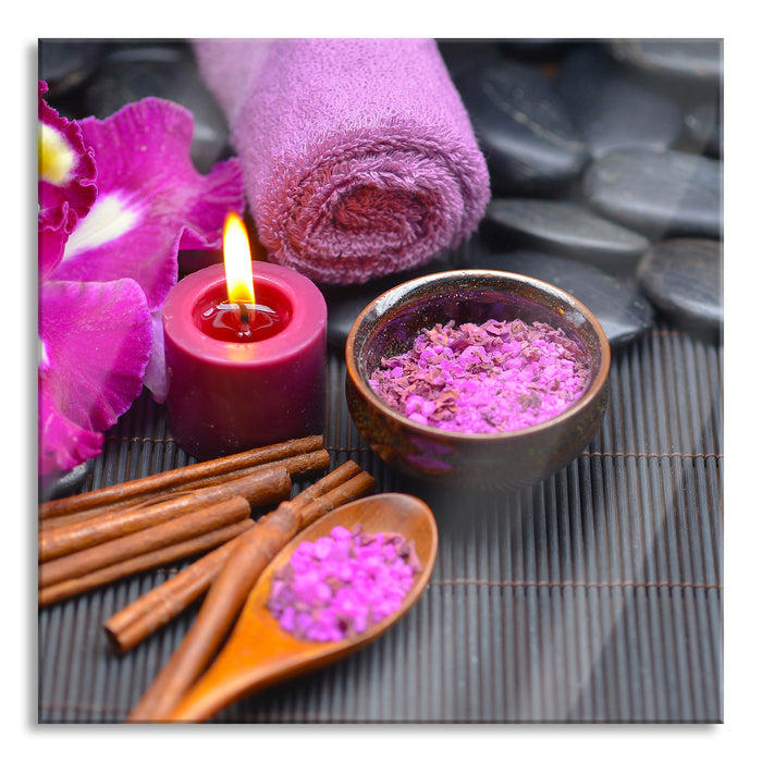 Pixxprint Wellness Orchideenblüte, Glasbild Quadratisch
