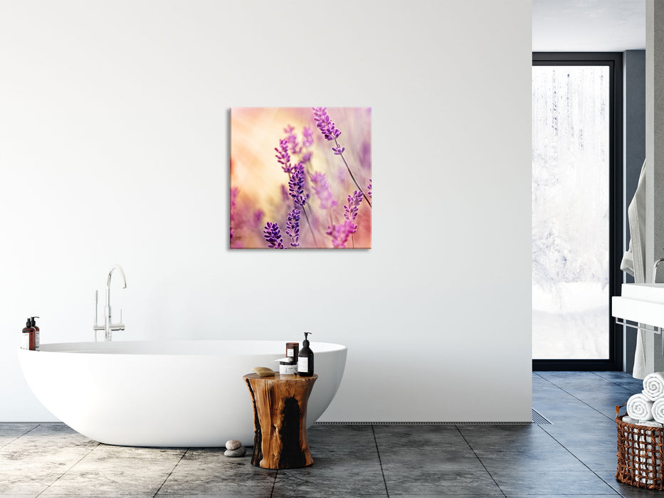 Eleganter Lavendel, Glasbild Quadratisch