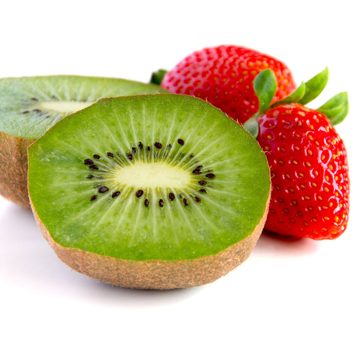 Kiwi und Erdbeeren, Glasbild Quadratisch