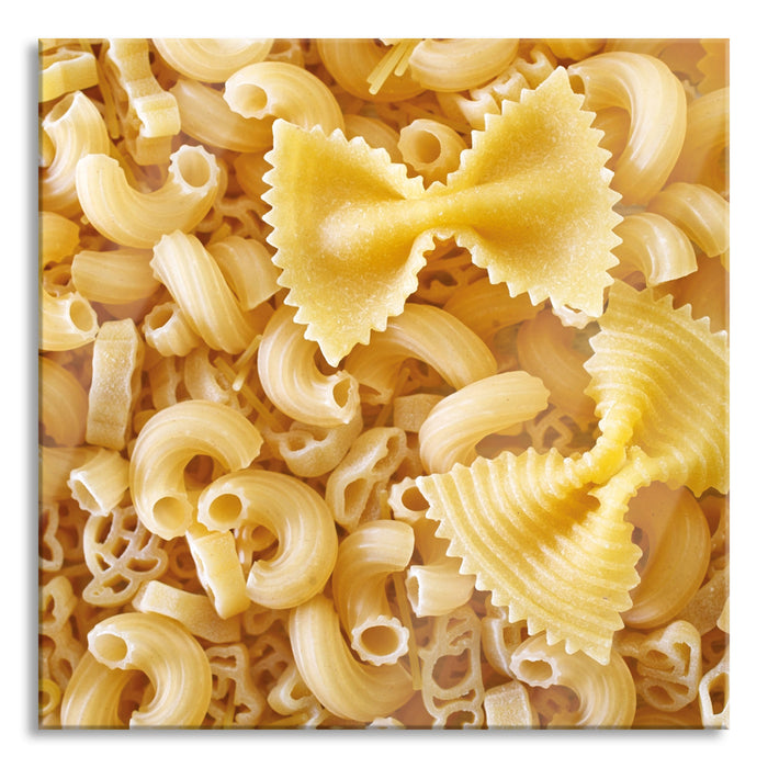 Pixxprint Nudeln Pasta Italia Mischung, Glasbild Quadratisch