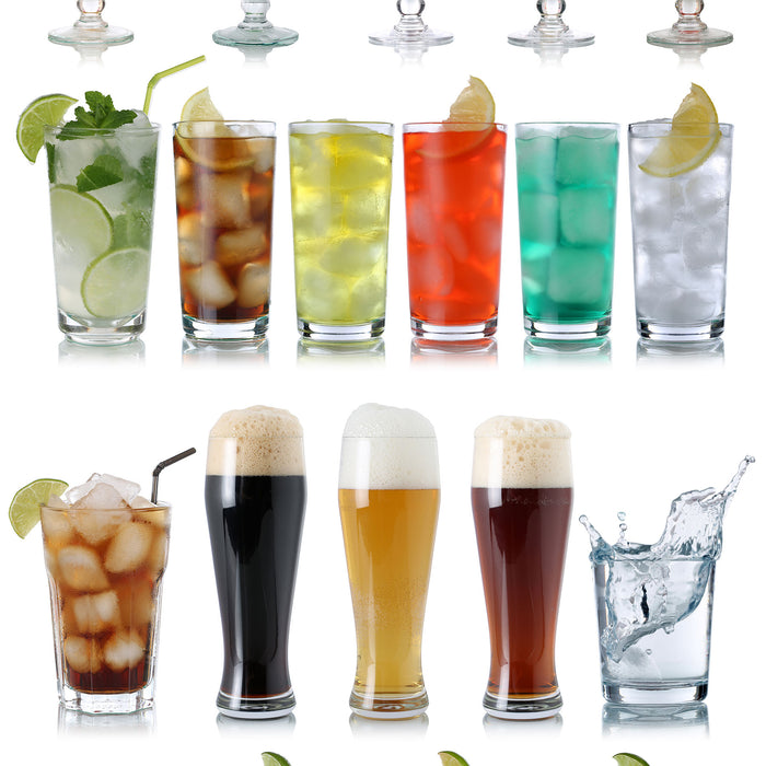 Cocktails Long Drinks und Bier, Glasbild Quadratisch