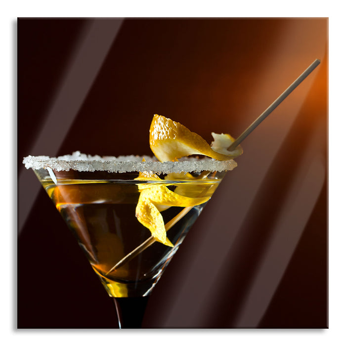 Pixxprint Cocktail Zuckerrand, Glasbild Quadratisch