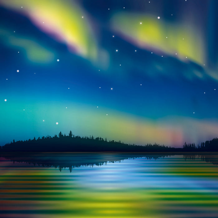 Polarlichter in Alaska, Glasbild Quadratisch