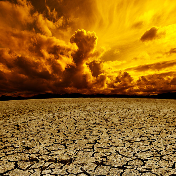 Ausgetrocknete Wüstenlandschaft, Glasbild Quadratisch