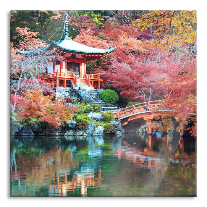 Pixxprint Wunderschönes Kloster in Japan, Glasbild Quadratisch