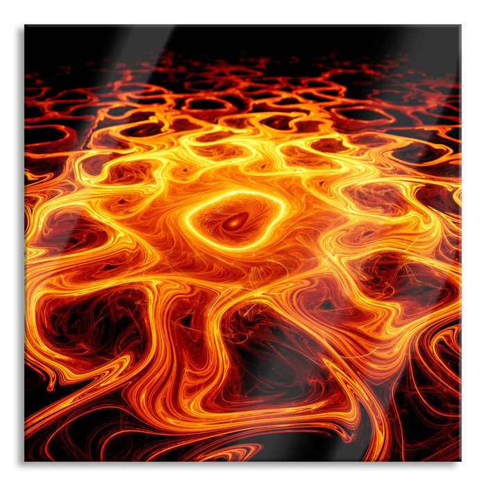 Lava Muster in der Nacht, Glasbild Quadratisch