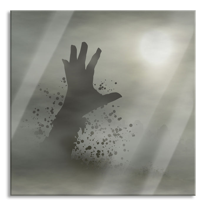 Zombie Erwachen, Glasbild Quadratisch