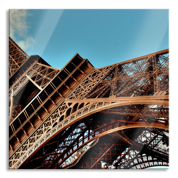 Gigantischer Eifelturm Paris, Glasbild Quadratisch