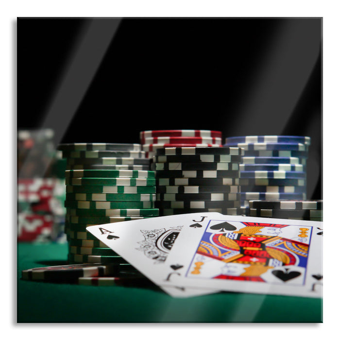 Pokertisch Las Vegas, Glasbild Quadratisch